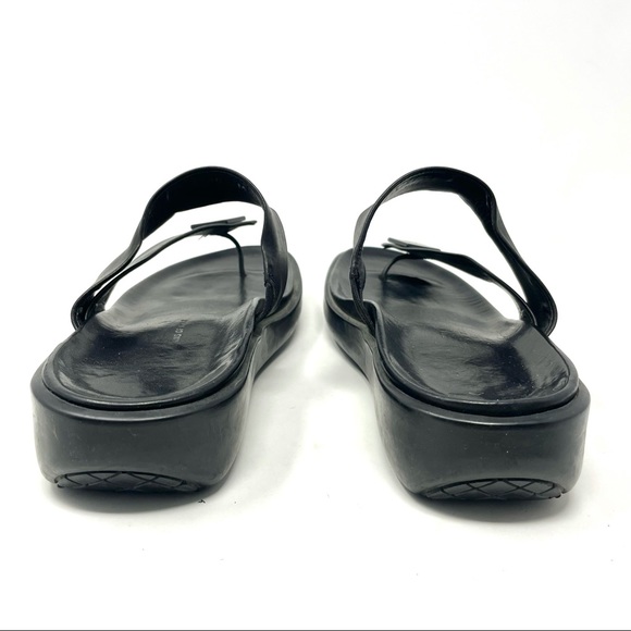 Donald J. Plainer Black Leather Toe Post Sandals 9 - Picture 5 of 8